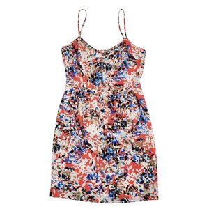 J. Crew Size 6 Vibrant Sprint Orange Blue White Floral Fit & Flare A-Line Dress